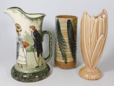 A Doulton series ware jug, a Sylvac vase & a studi