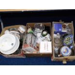 Three boxes of household sundries including Dartin