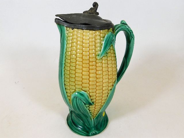 A 19thC. English majolica corn on the cob jug with