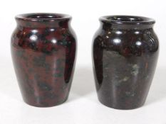 Two small early 20thC. Cornish serpentine vases