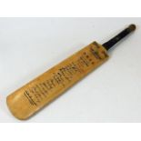 A vintage Len Hutton cricket bat commemorating his