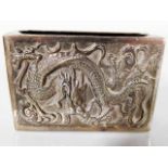 A Chinese silver vesta holder with dragon decor bo