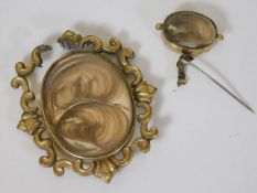 Two yellow metal 19thC. mourning brooches a/f