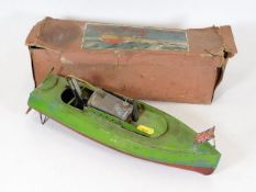 A tinplate steam propelled Mrs. Liberty model boat