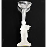 A Lalique style frosted glass figurative epergne,