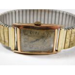 A 9ct gold cased wristwatch a/f