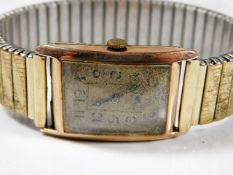 A 9ct gold cased wristwatch a/f