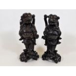 Two Chinese carved wood figures 8in high. Provenan