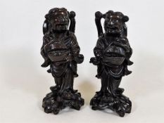 Two Chinese carved wood figures 8in high. Provenan