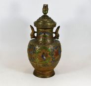 A Chinese cloisonne lamp 15.75in high. Provenance: