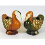 A pair of Chinese earthenware sancai glaze geese s
