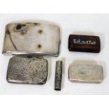 Two English silver cigarette box a/f, one Russian