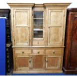 A substantial 19thC. pine dresser with recessed do