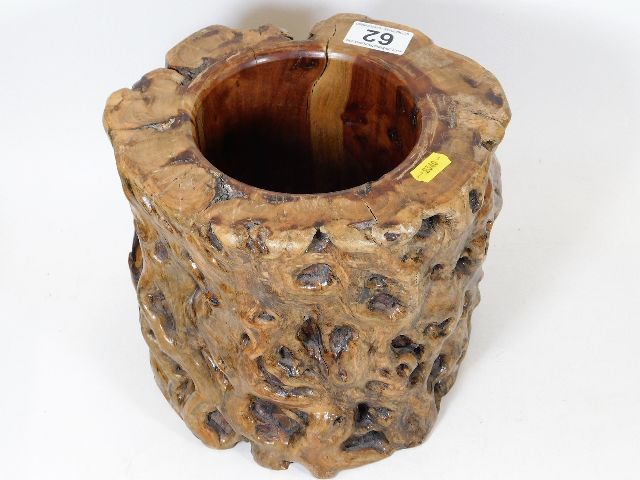 A Chinese root brush pot 7.75in high x 9in wide. P - Image 2 of 4