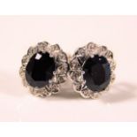 A pair of 9ct gold sapphire & diamond earrings 3g