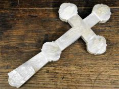 A 19thC. mother of pearl cross with carved decor 1