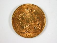 A 1912 full gold sovereign