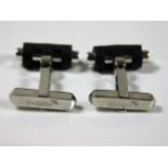 A pair of 18ct white gold Italian designer cufflin