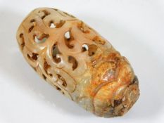 A Chinese carved hardstone scent cone 2.25in, some