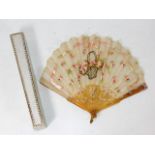 A vintage French Faucon hand held fan with box