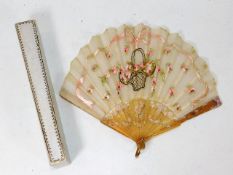 A vintage French Faucon hand held fan with box
