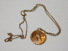 A 9ct gold chain with St. Christopher 5.1g