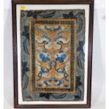 A framed 19thC. Chinese silk tapestry, silk size 1