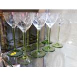 A set of eight etched hock glasses 8in high
