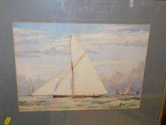 Three framed watercolours of yachting interest, si