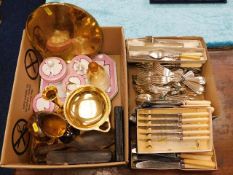 A quantity of plated wares, a dressing table set &
