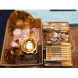 A quantity of plated wares, a dressing table set &