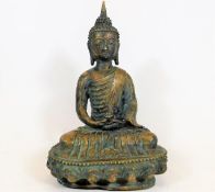 A Chinese deity, indistinct four character mark to rear, 11.5in high x 7in wide 1.3kg, small area of