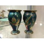 A pair of Wedgwood style lustreware vases, one a/f