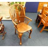 A c.1800 elm pad foot Windsor chair