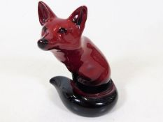 A Royal Doulton flambe ware fox 4.5in