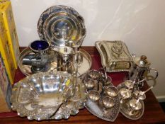 A quantity of silver plated wares including a 19th
