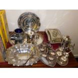 A quantity of silver plated wares including a 19th