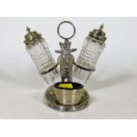 A silver plated novelty condiment set with goat