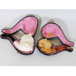 One carved meerschaum pipe with ill fitting box, u