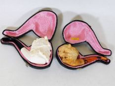 One carved meerschaum pipe with ill fitting box, u