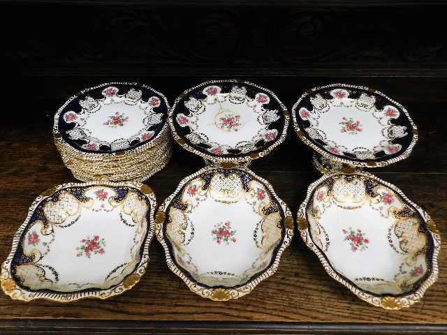 A 19thC. English porcelain dessert service, both c