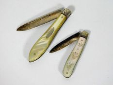 Two silver bladed fruit knives