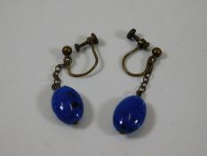 A pair of vintage lapis lazuli style earrings