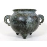 A Chinese bronze censer 6.5in wide x 4.5in high. P