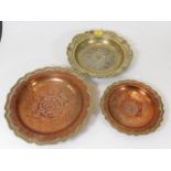 Two Chinese copper dishes twinned with Asian silve