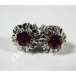 A pair of 18ct gold ruby & diamond earrings 3.6g