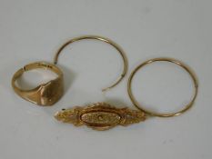 A 9ct brooch & a small quantity of a/f gold 7.6g