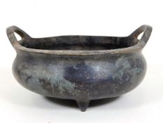 A Chinese bronze censer with four character Kangxi