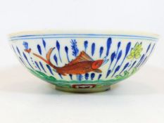 A Chinese fine opaque porcelain polychrome bowl wi