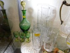 A Victorian part sherry decanter set twinned with